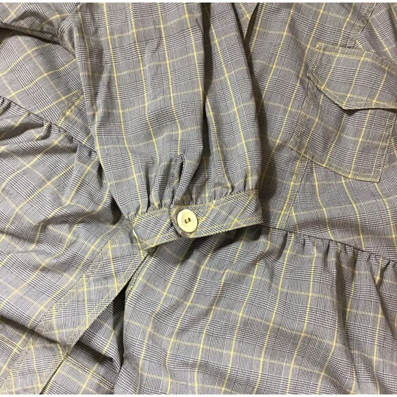 VTG Lane Bryant Womens 24 Blouse Top Peplum Gray Yellow Plaid 3/4 Sleeve Button - Picture 4 of 7